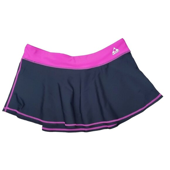Gerry Girl's Black Pink Trim Stretch Short Unlined Swim Skirt Cover Up Size 16‎ - Picture 1 of 4